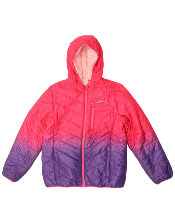 Jachetă căptușită cu glugă pentru fete Eddie Bauer 14-15 ani XL roz colorblock