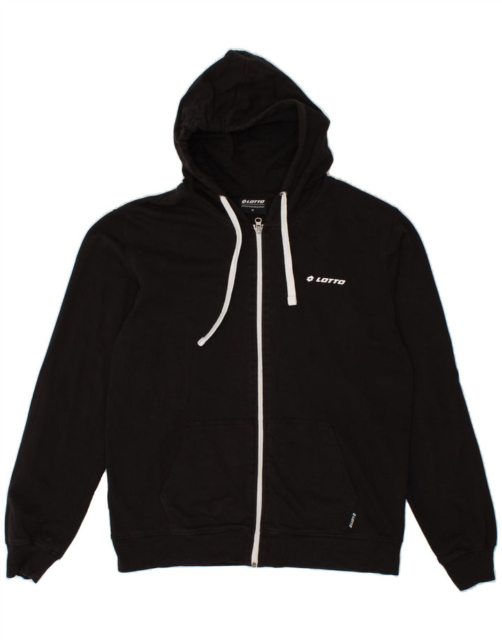 LOTTO Mens Zip Hoodie Sweater Medium Black Cotton Vintage Lotto and Second-Hand Lotto from Messina Hembry 