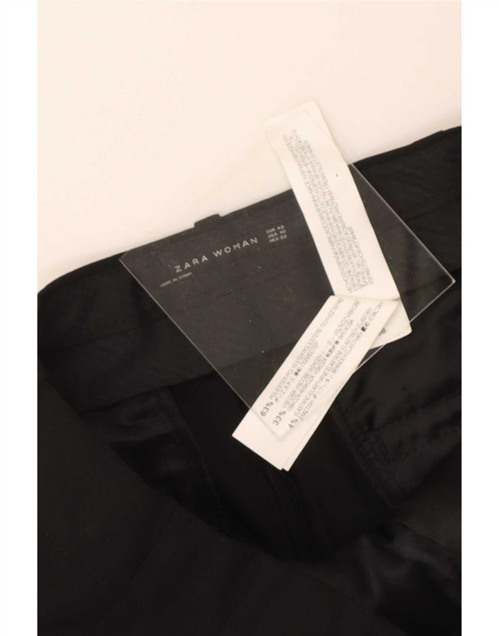 Pantaloni de costum drepți pentru femei Zara EU 42 Large L32 L34 Poliester negru