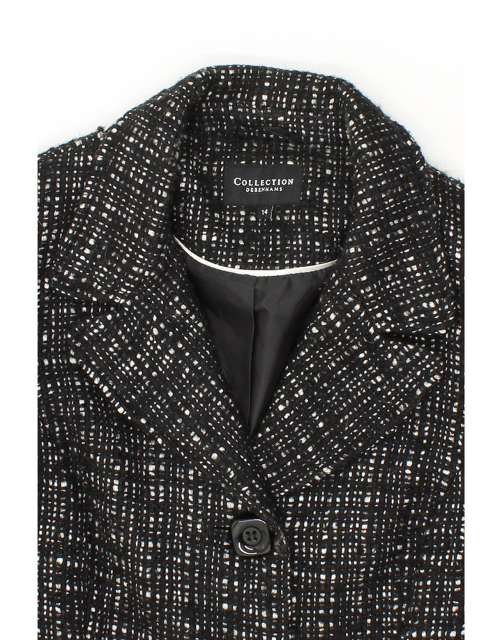 DEBENHAMS Womens Overcoat UK 14 Medium  Black Check Polyester Vintage Debenhams and Second-Hand Debenhams from Messina Hembry 