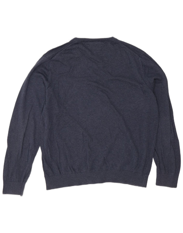 Pulover cu decolteu în V Tommy Hilfiger pentru bărbați, bumbac bleumarin 2XL