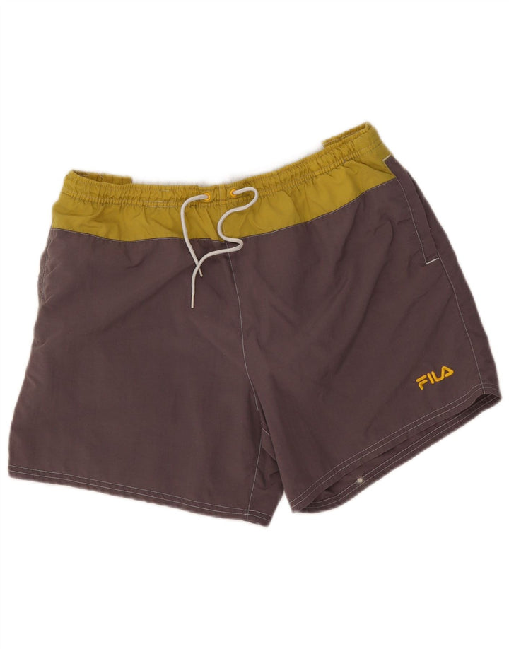 Pantaloni scurți de înot cu grafică Fila pentru bărbați, mari, gri, poliamidă color bloc