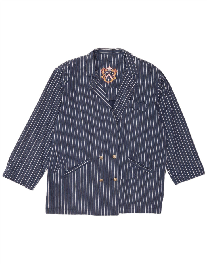 Jachetă Vintage pentru femei cu paragate supradimensionate IT 44 Medium Blue Striped