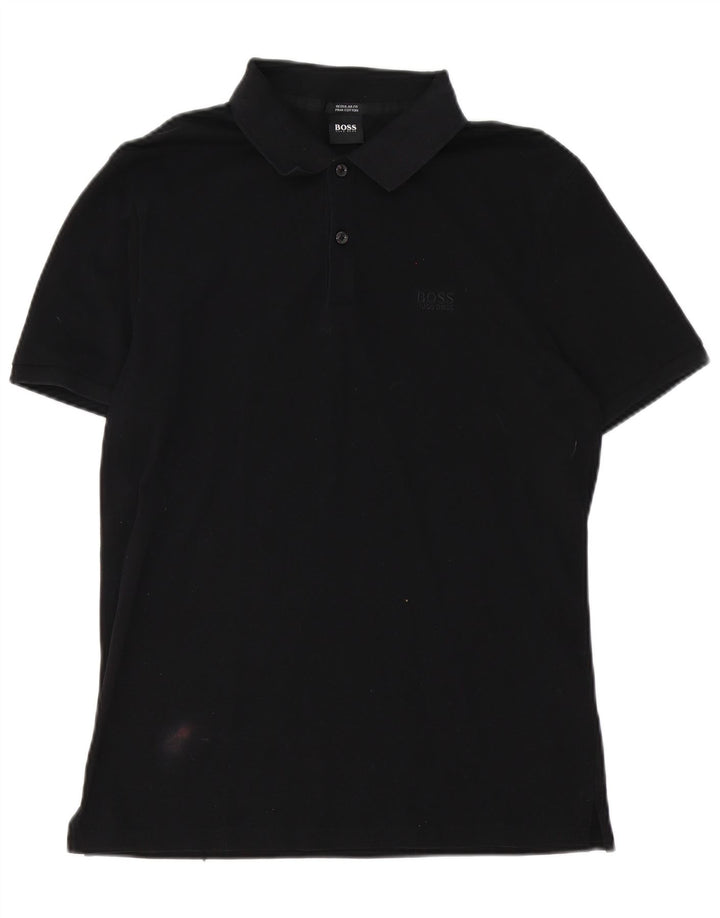 Cămașă polo Hugo Boss pentru bărbați, bumbac negru mediu