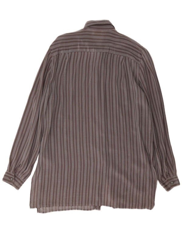 Rochie cămașă vintage pentru femei IT 46 Acetat mare cu dungi gri
