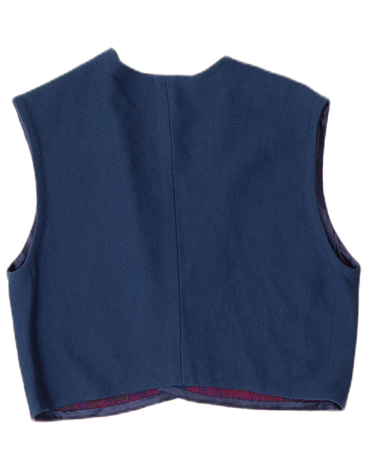 Set 3 piese pentru femei VINTAGE IT 46 mare W26 Lână virgină cu flori, albastru marin