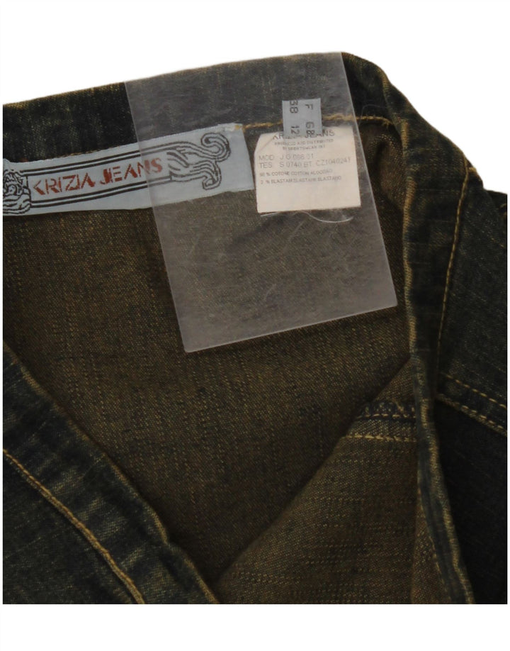 Fusta de denim grafică pentru femei VINTAGE UK 12 Medium W30 Bumbac albastru