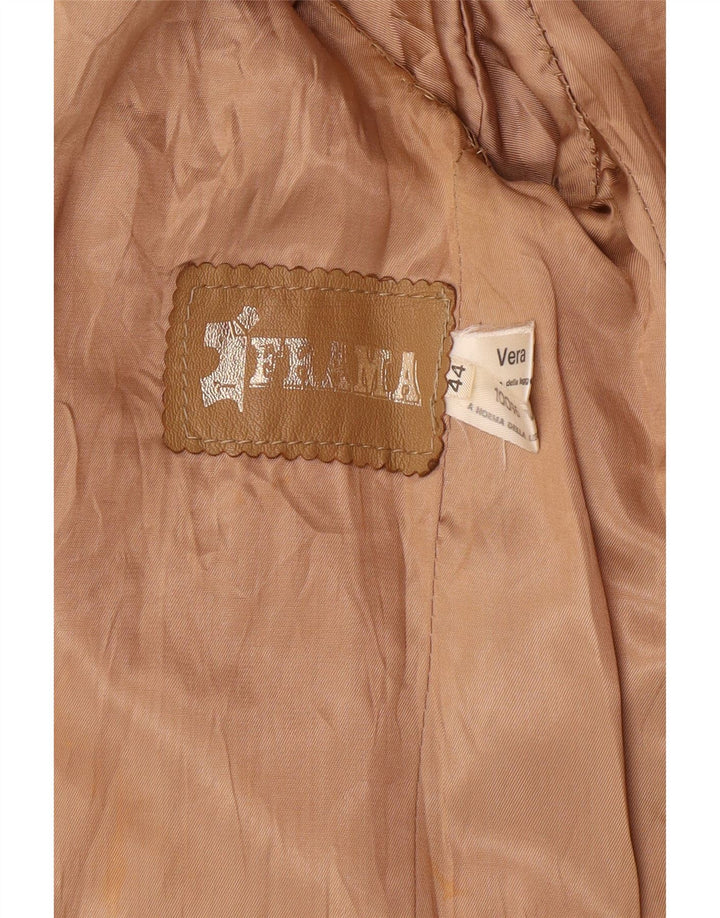 Jachetă vintage pentru femei cu 2 nasturi IT 44 Medium Bej Piele Clasică