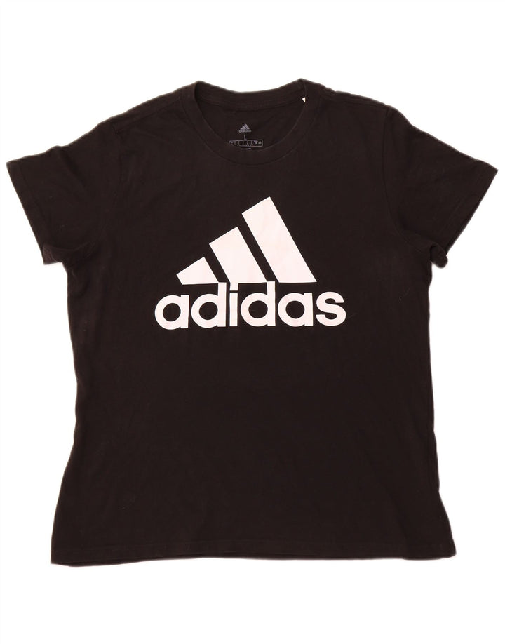 Tricou grafic ADIDAS pentru femei, Marea Britanie 16/18, bumbac negru mare