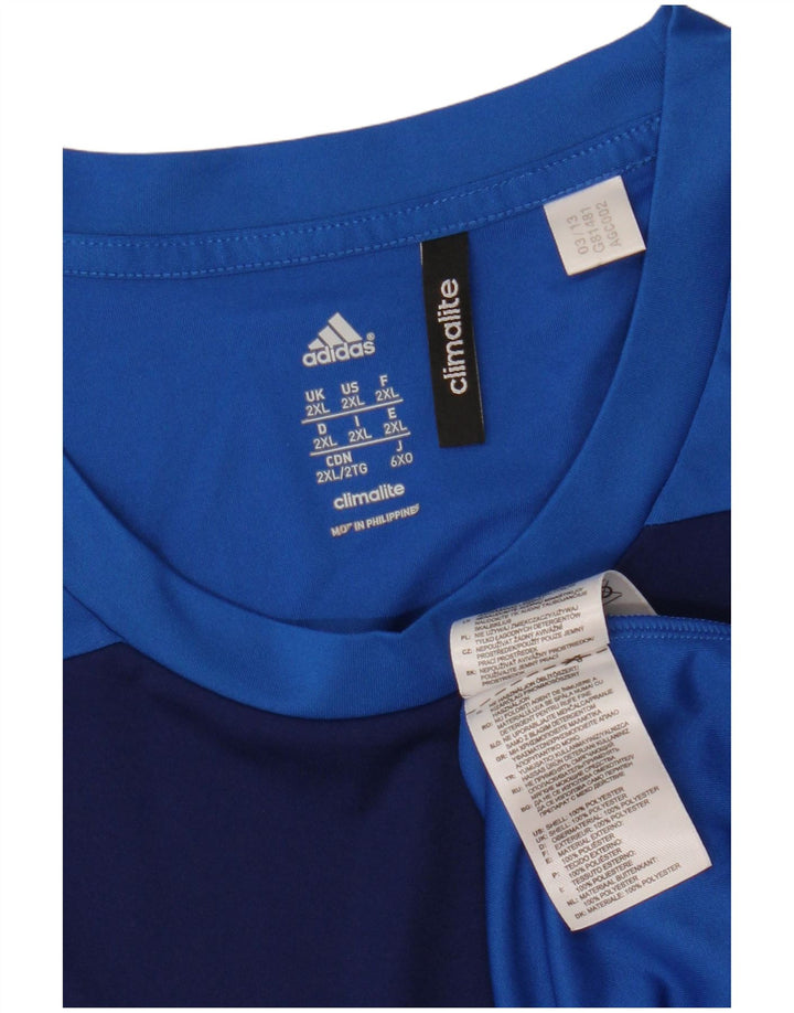 Tricou Adidas Climalite pentru bărbați Top 2XL, albastru, poliester color bloc