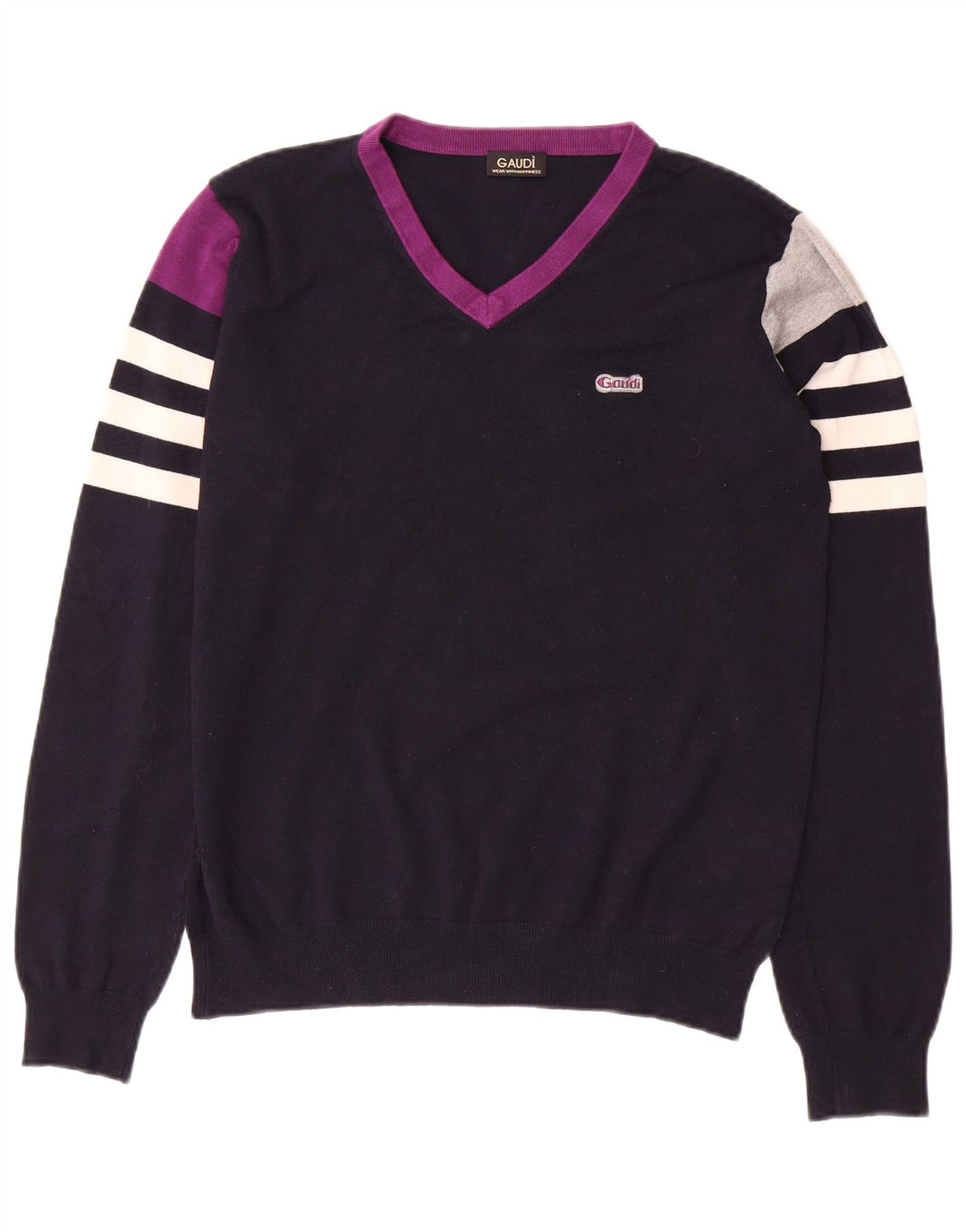 GAUDI Pulover cu decolteu în V pentru femei UK 14 Mediu, bleumarin, bloc de culoare