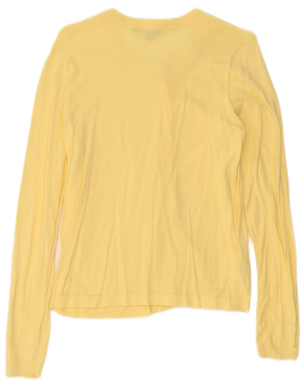 Pulover cardigan pentru femei Laura Ashley UK 12 Bumbac galben mediu