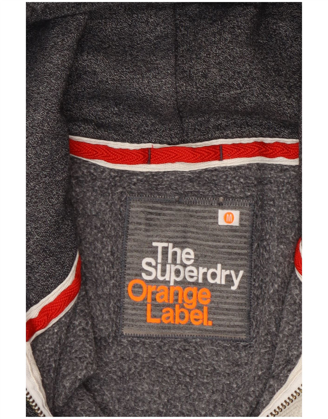 Pulover Superdry pentru bărbați, cu fermoar, bumbac cu pete, gri mediu