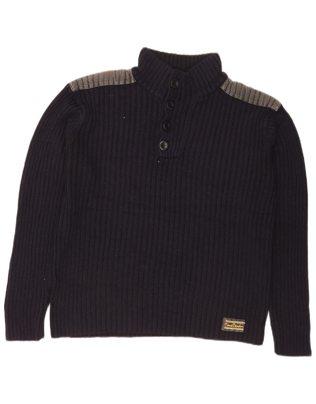 Pulover pentru bărbați Pierre Cardin, cu gât cu nasturi, cu bloc de culoare mic, bleumarin