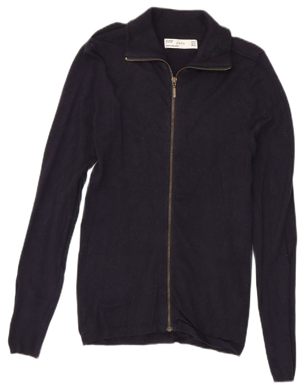 Pulover pentru femei Zara, cu fermoar, cu gât, UK 12, mediu bleumarin, viscoză