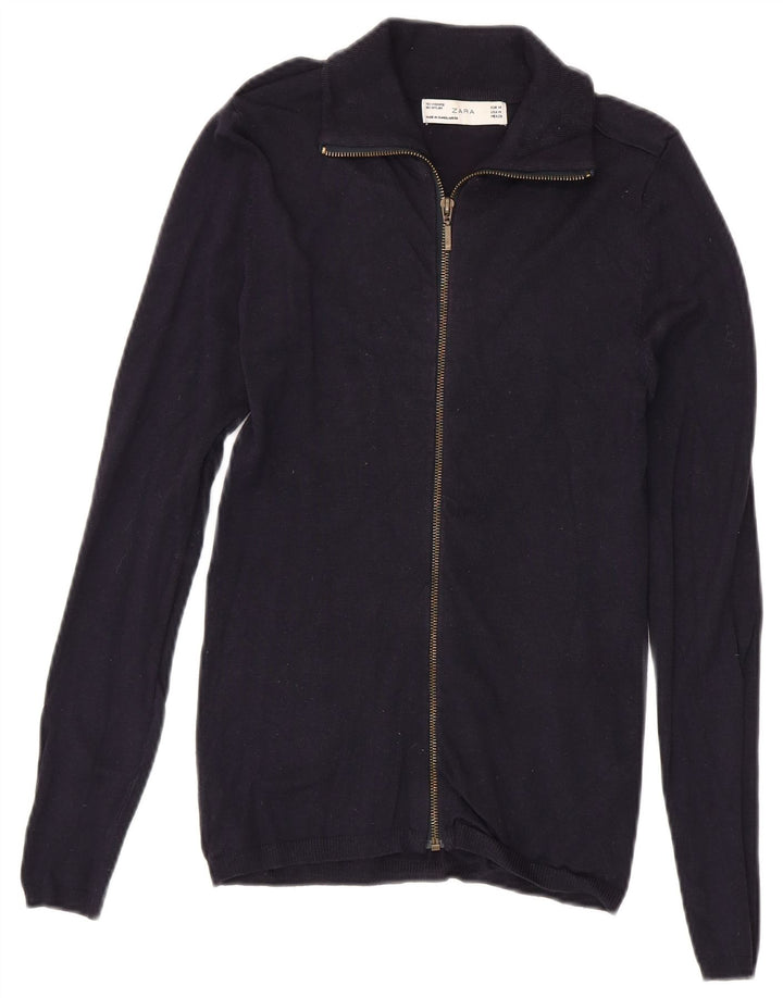 Pulover pentru femei Zara, cu fermoar, cu gât, UK 12, mediu bleumarin, viscoză