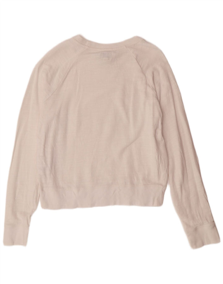 J. CREW Pulover supradimensionat pentru femei UK 10 Bumbac alb mic