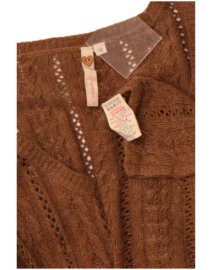 WHITE STUFF Pulover cardigan pentru femei UK 16 Viscoză mare maro