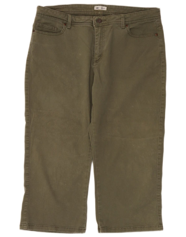 Pantaloni Capri drepti pentru femei Lee US 14 XL W36 L22 Kaki Bumbac