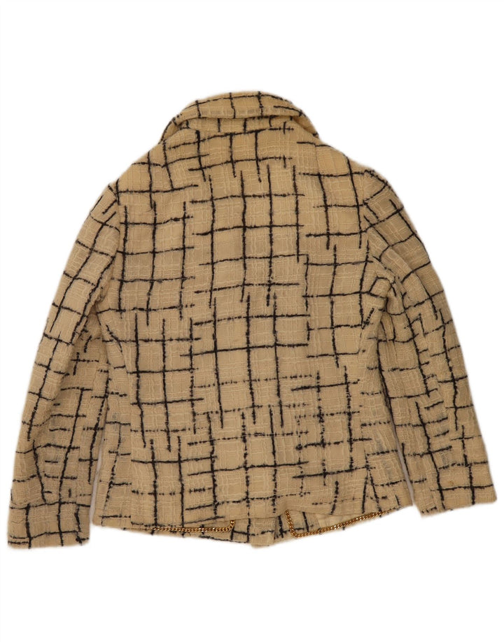 Blazer Vintage pentru femei cu 4 nasturi, UK 10, în carouri mici, bej