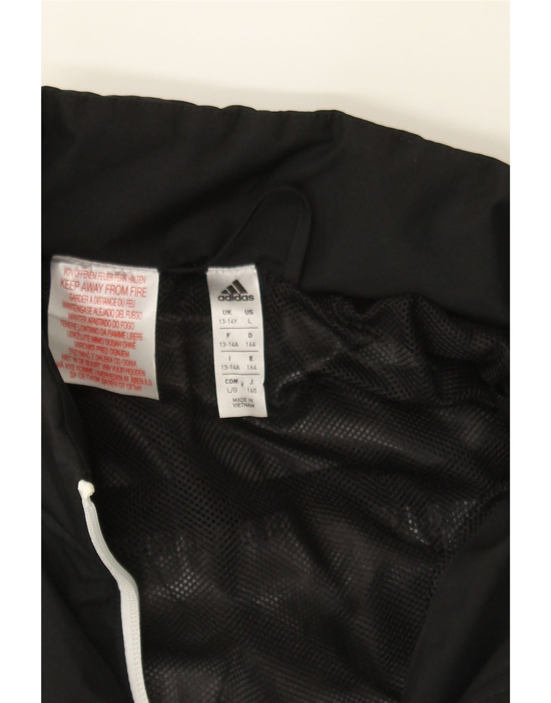 ADIDAS Boys Tracksuit Top Jacket 13-14 Years Black Polyester Vintage Adidas and Second-Hand Adidas from Messina Hembry 