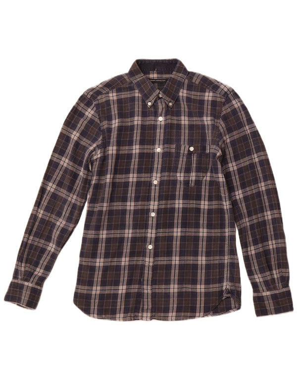 Cămașă de flanel pentru bărbați French Connection XS Bumbac cu carouri bleumarin