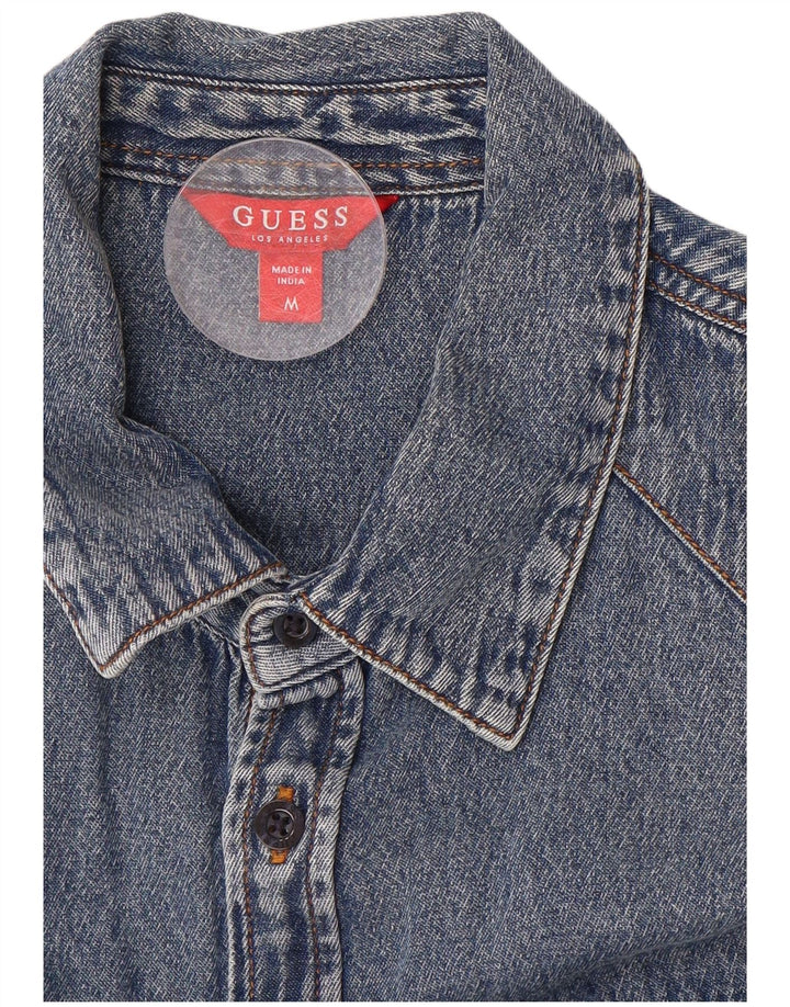 GUESS Mens Denim Shirt Medium Blue Cotton