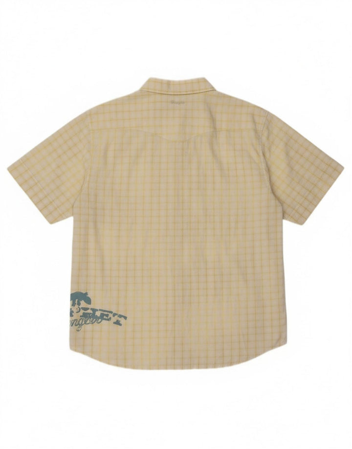 Cămașă cu mânecă scurtă Wrangler pentru bărbați, XL, bumbac cu carouri galbene