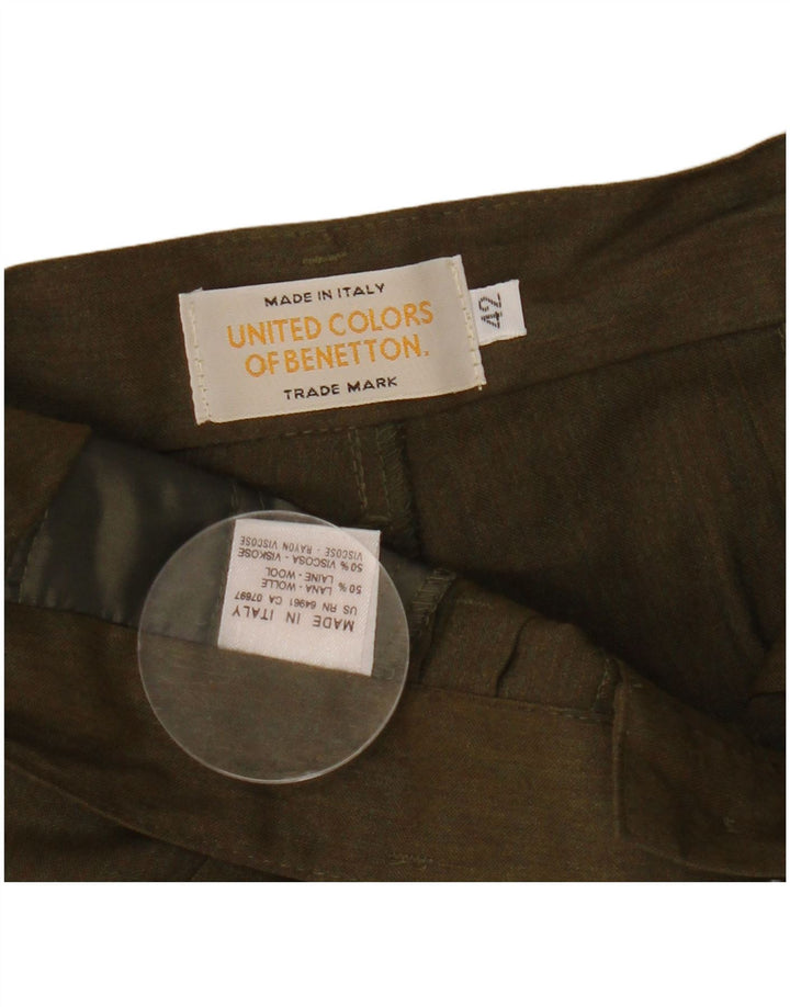 Pantaloni scurți chino cu talie înaltă Benetton pentru femei IT 42 Medium W26 Kaki Lână