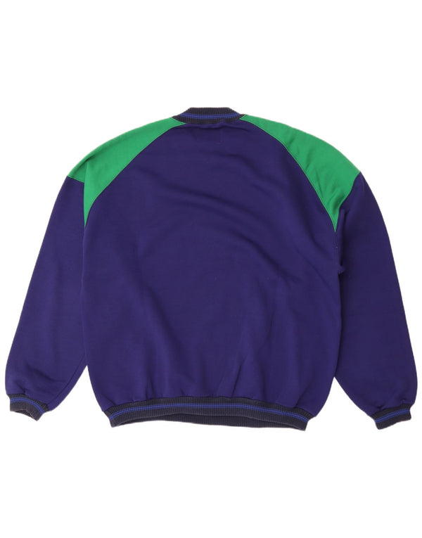 Hanorac vintage pentru bărbați, pulover XL, albastru bleumarin, bumbac color bloc