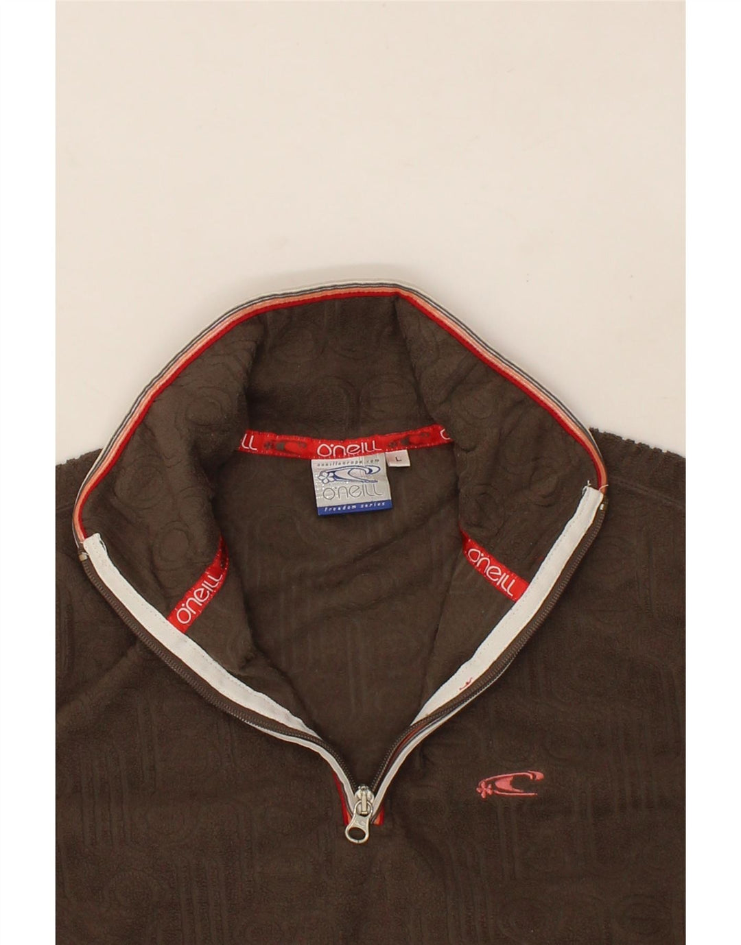 O'NEILL Womens Zip Neck Fleece Jumper UK 14 Large Brown Vintage O'Neill and Second-Hand O'Neill from Messina Hembry 