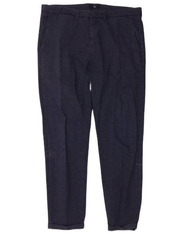 Pantaloni chino slim pentru bărbați Fay L38 L30 bleumarin Check