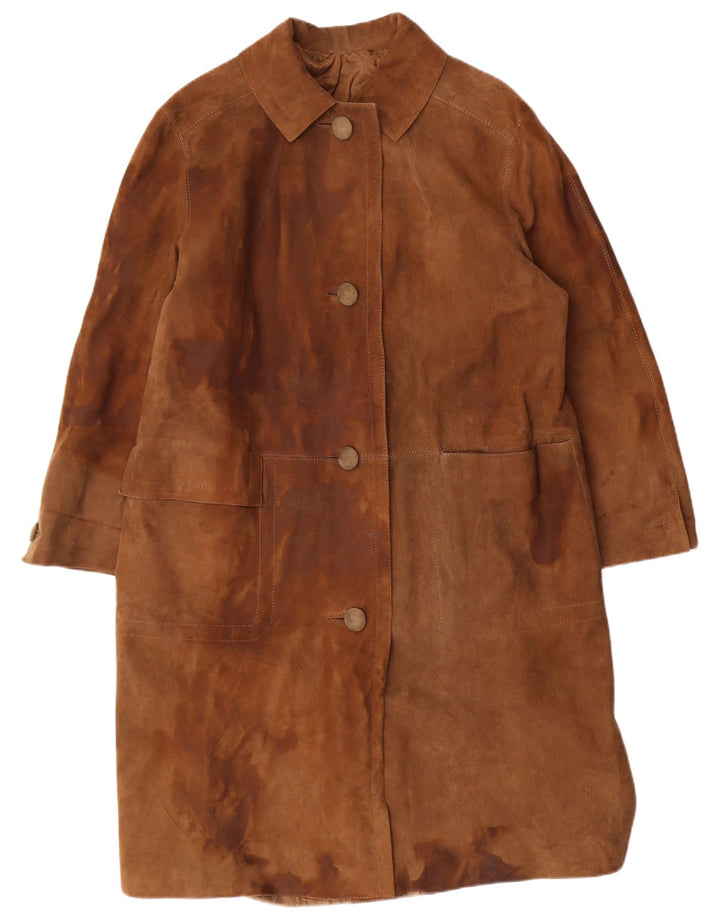 STRONG & FISHER LTD Pardesiu vintage din piele intoarsa pentru femei UK 18 XL Maro Clasic