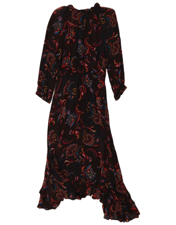 Rochie Maxi asimetrică cu mânecă lungă pentru femei Monsoon UK 14 Medium Black Paisley