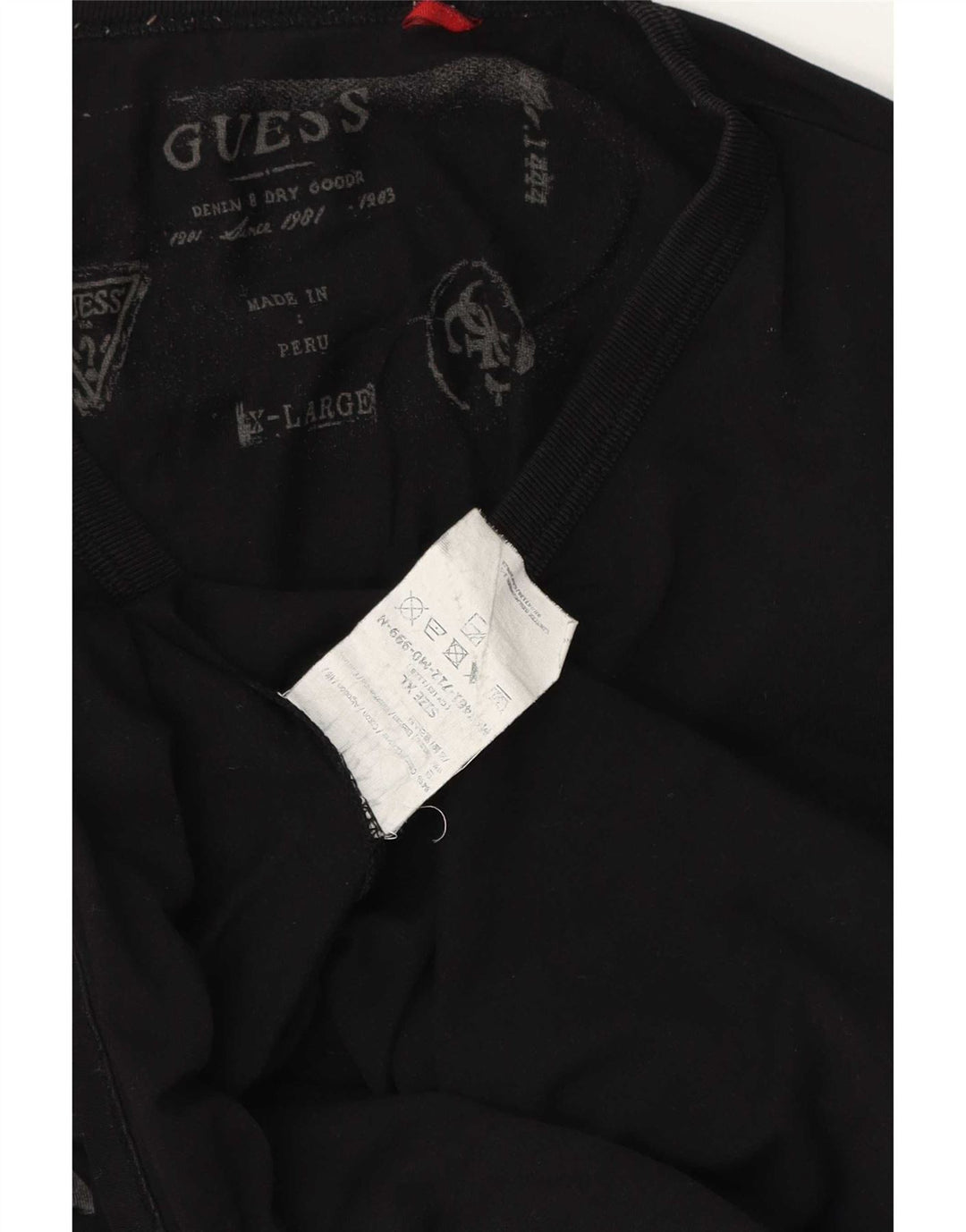 Guess Top grafic pentru bărbați cu mânecă lungă XL, bumbac negru