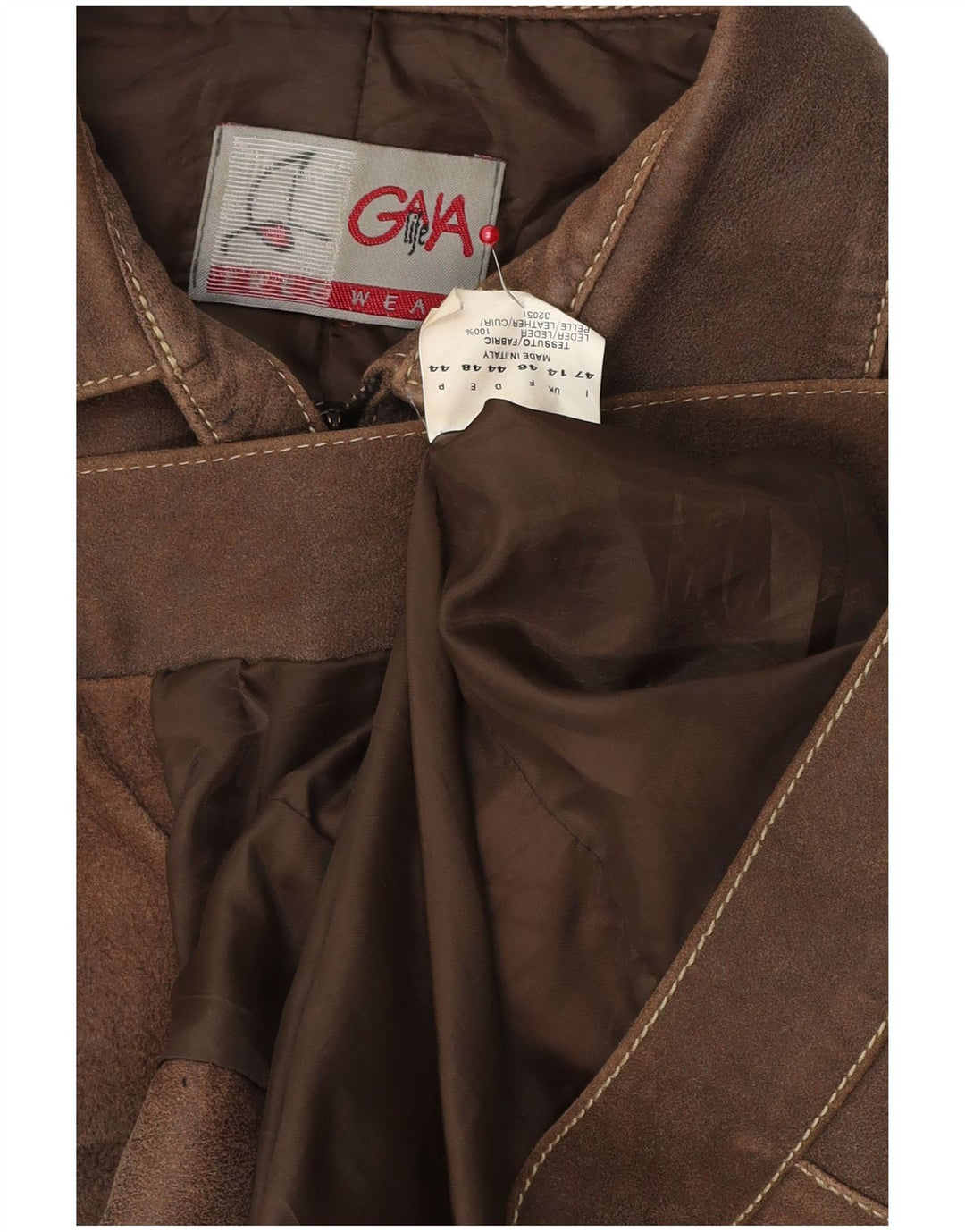 Jachetă de piele vintage pentru femei UK 14, mare, maro, din piele