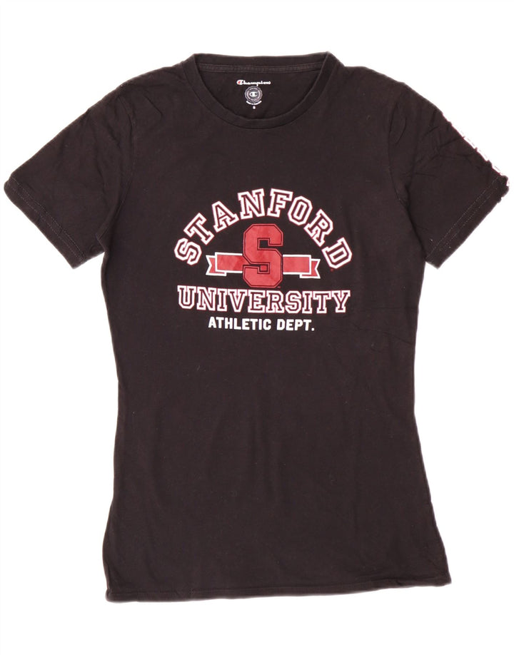 Tricou grafic Champion pentru femei Top UK 10 Small Black Bumbac