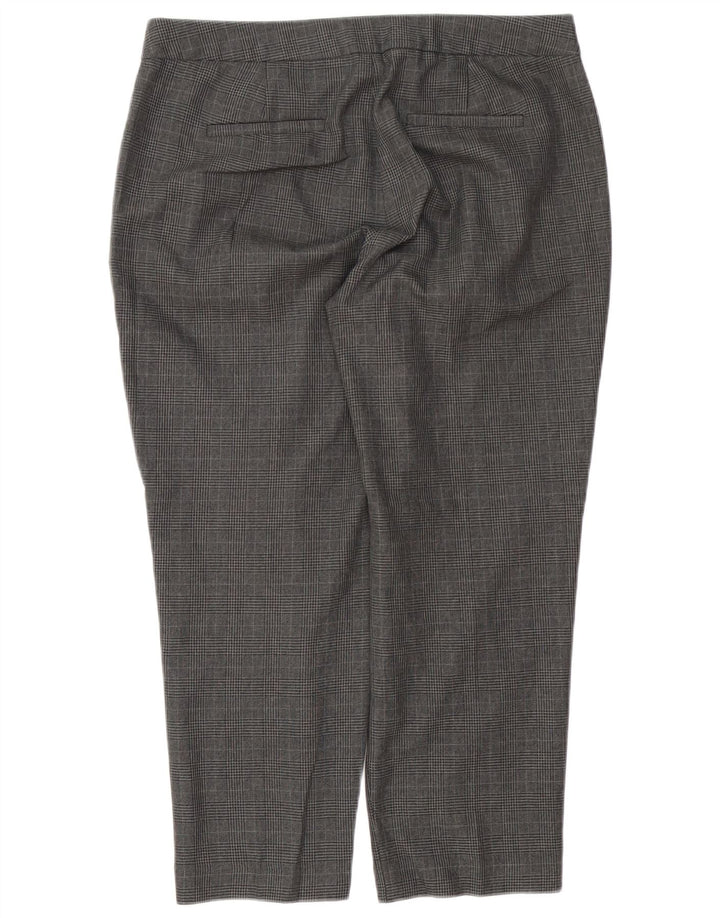 Pantaloni tăiați pentru femei Marks & Spencer UK 14 Large W34 L25 Gri Check