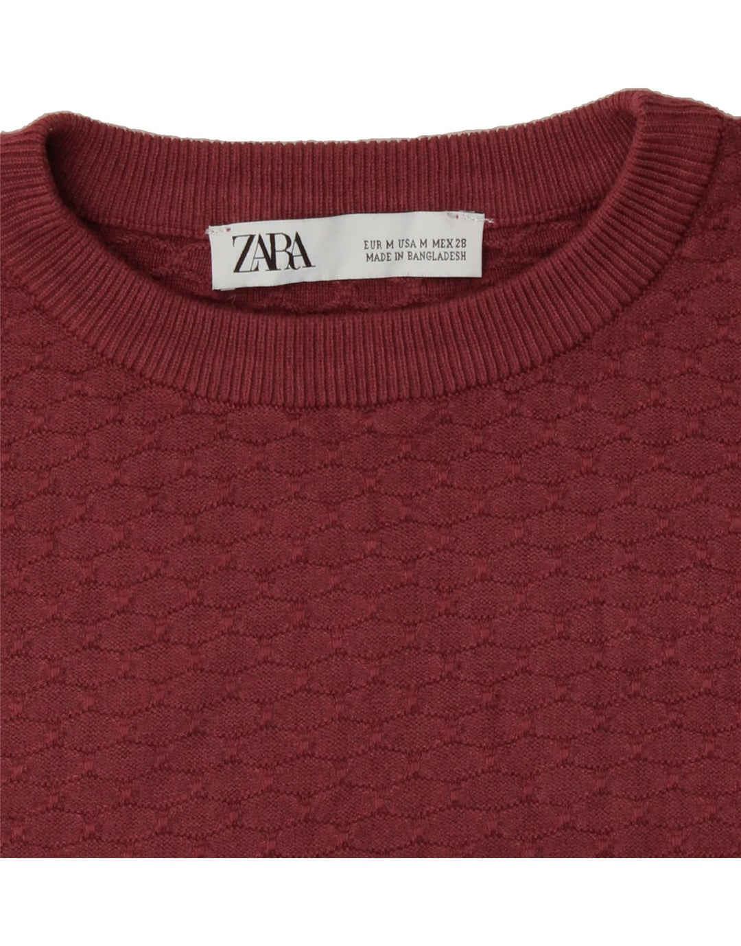 ZARA Womens Crop Boat Neck Jumper Sweater UK 12 Medium Maroon Vintage Zara and Second-Hand Zara from Messina Hembry 