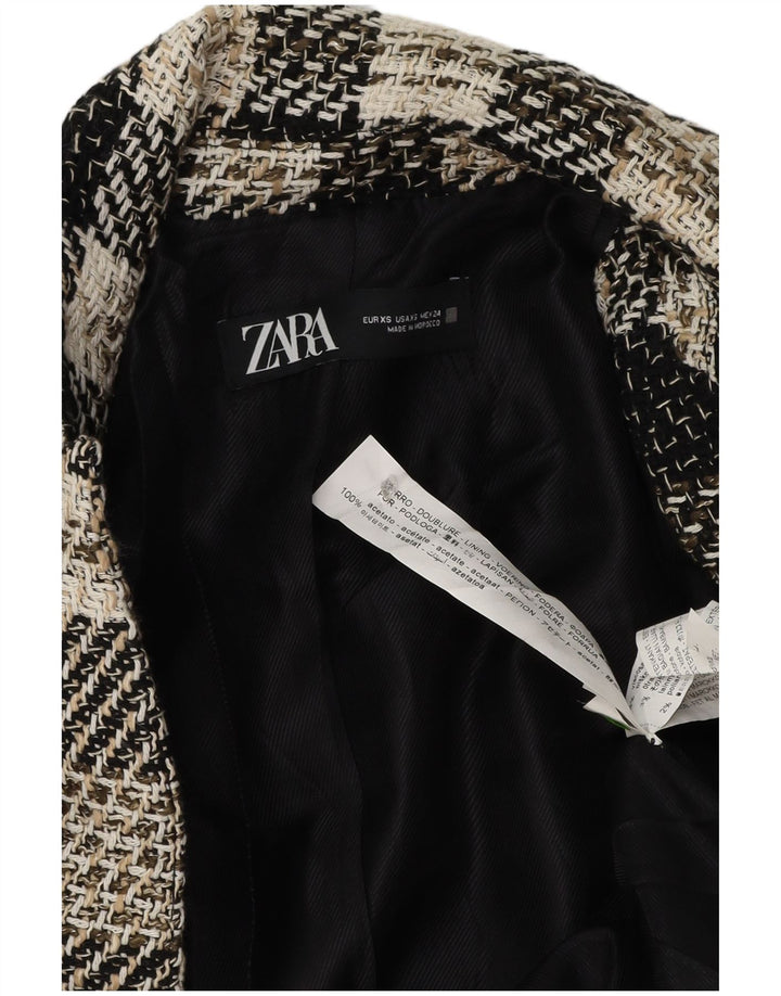 Pardesiu deschis pentru femei Zara UK 6 XS Acetat negru cu carouri