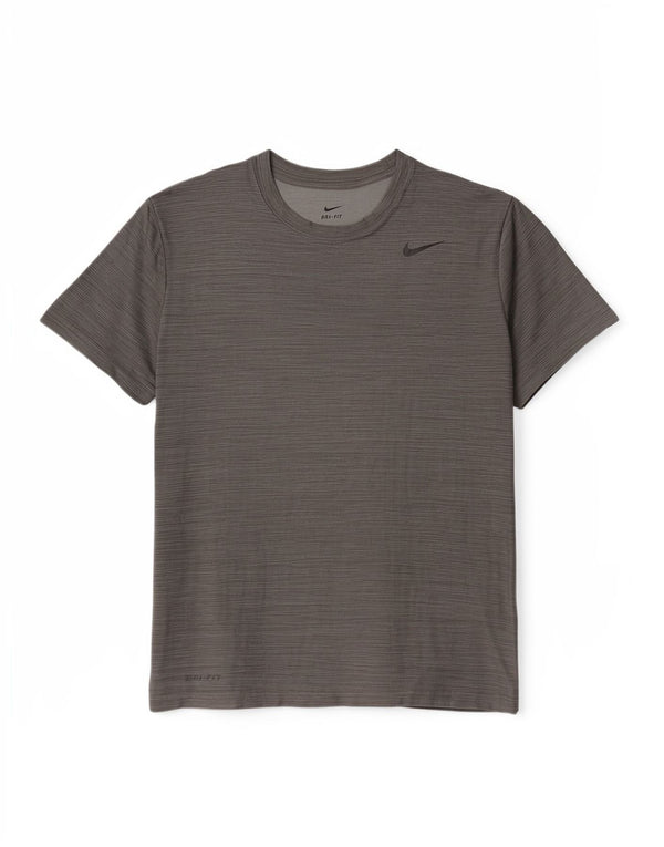 Nike Mens T-Shirt Top Medium Grey Striped Polyester