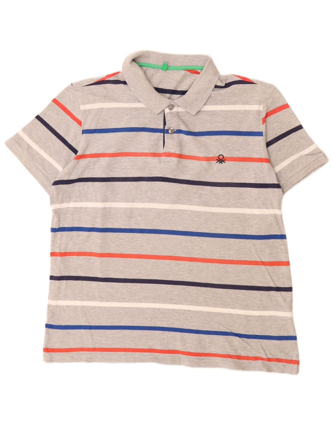 Tricou polo pentru bărbați Benetton XL, bumbac cu dungi gri