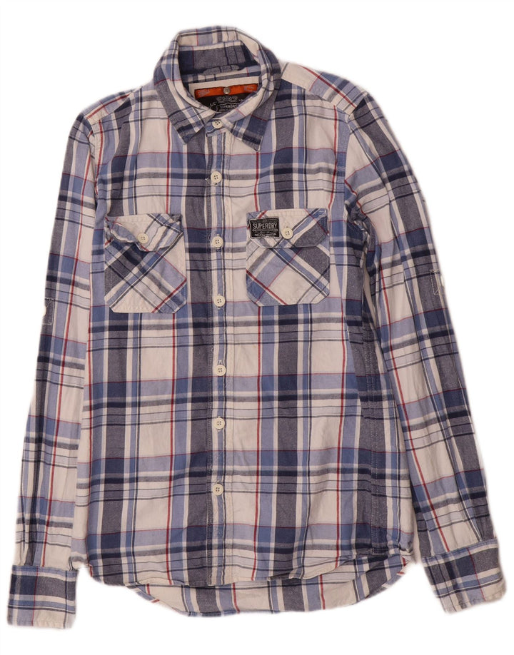 Cămașă de flanel pentru bărbați Superdry, bumbac carouri albastru mic