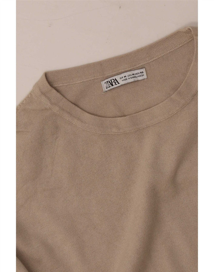 Pulover pentru bărbați Zara, cu decolteu, mediu, bej
