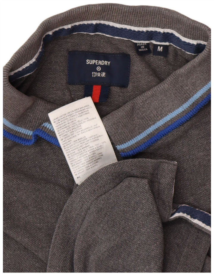 Tricou polo pentru bărbați Superdry, bumbac gri mediu