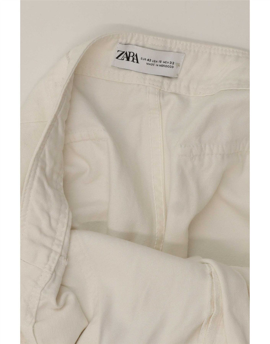 Pantaloni cargo drepti pentru femei Zara EU 42 Large W32 L32 Alb