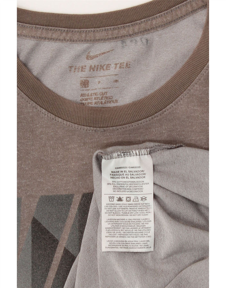 Tricou grafic Nike pentru bărbați, cu croială atletică, top mic, gri, bumbac