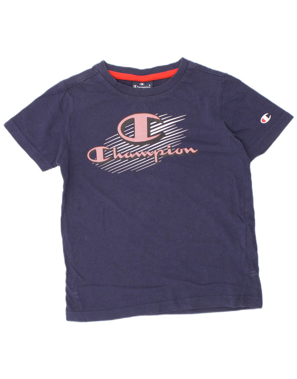 Tricou grafic Champion pentru băieți Top 5-6 ani XS Bumbac bleumarin