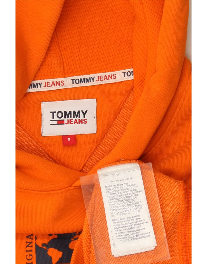 TOMMY HILFIGER Mens Oversized Hoodie Jumper Small Orange Cotton