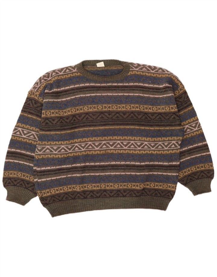 Pulover Vintage pentru bărbați cu gât roșu, mijlociu, multicolor, Fair Isle